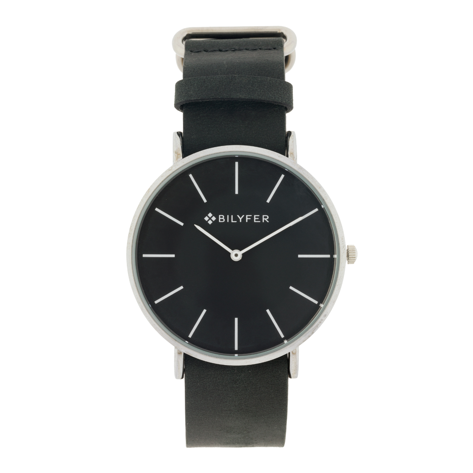 RELOJ 42MM EXTRAPLANO CORREA NEGRA EXTRALARGA DE PIEL