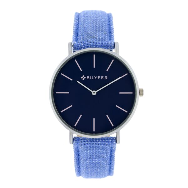 RELOJ IKAT CORREA PIEL ALGODON&SEDA CAJA 42MM AZUL CELESTE