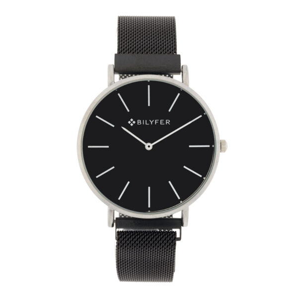RELOJ ESFERA NEGRA 42 MM MALLA NEGRA DE IMÁN
