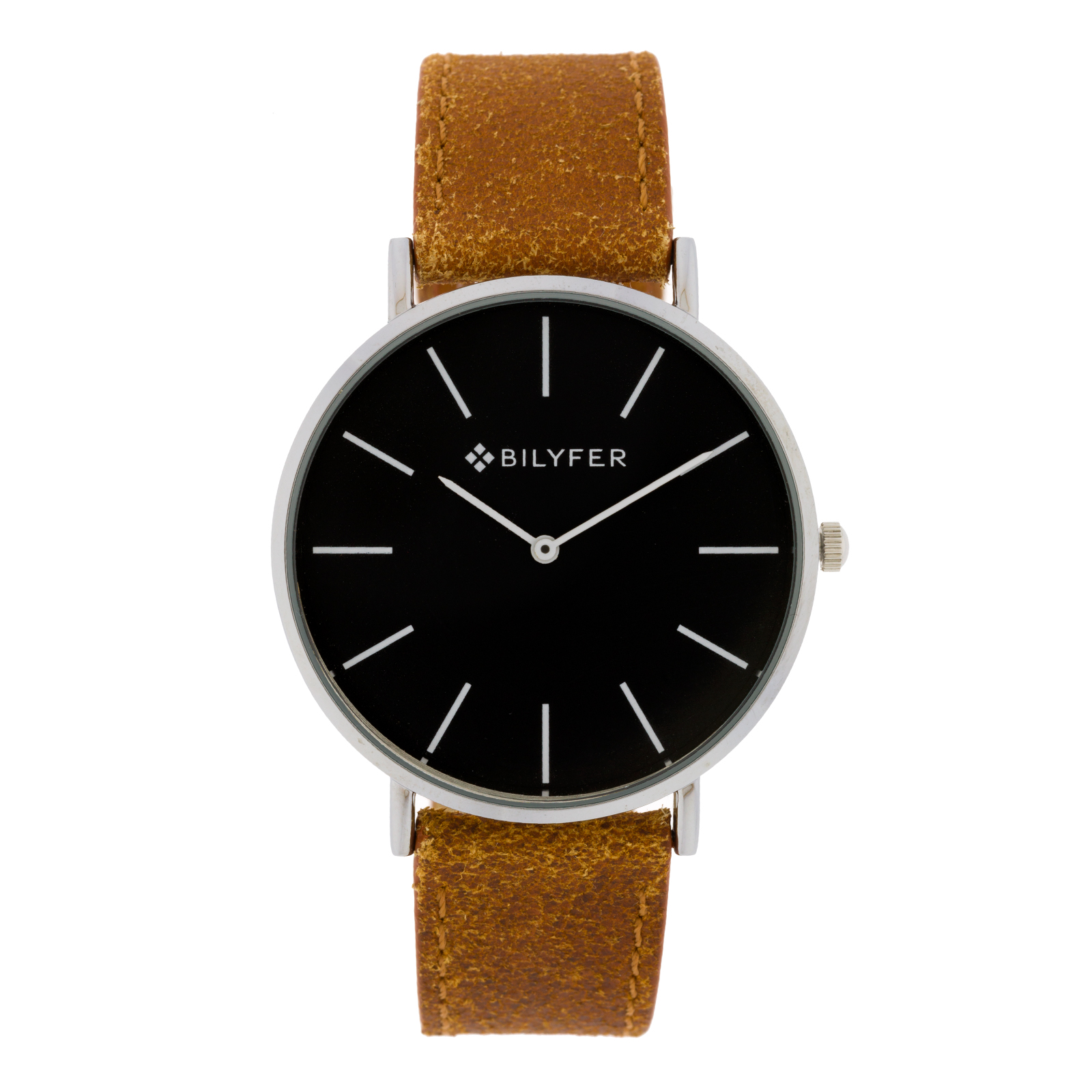 Reloj cámel y negro clásico con índices correa de piel caja de 42mm