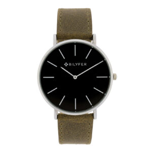 Classic brown watch with leather strap indexes 42mm case