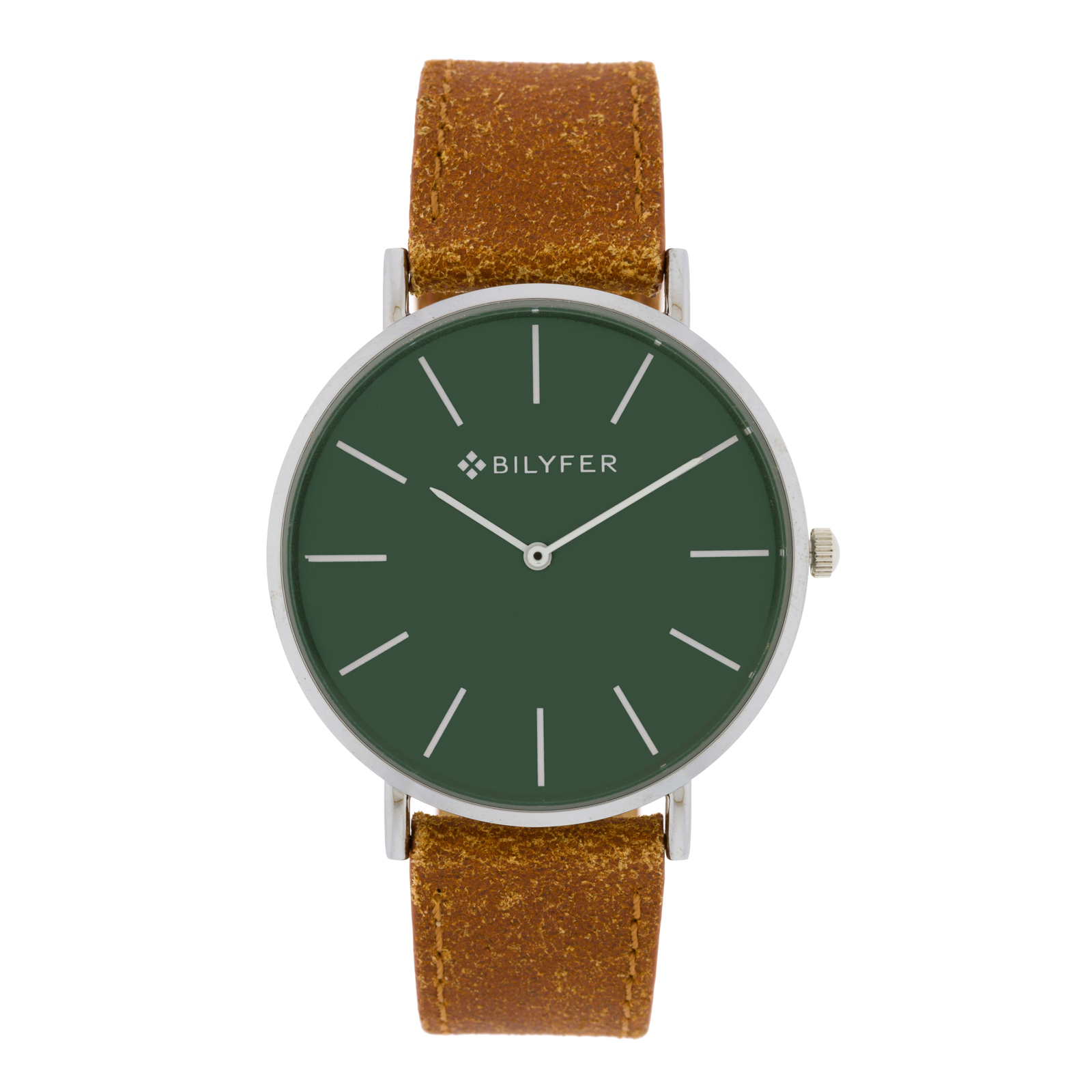 Reloj verde clásico con índices correa de piel caja de 42mm