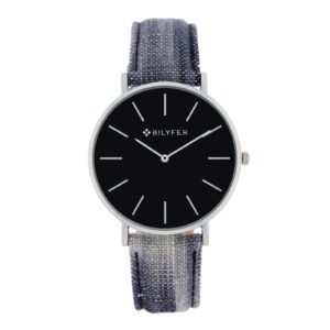 RELOJ IKAT CORREA PIEL ALGODON&SEDA CAJA 42MM NEGRO