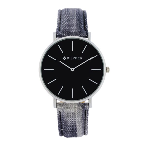 RELOJ IKAT CORREA PIEL ALGODON&SEDA CAJA 42MM NEGRO