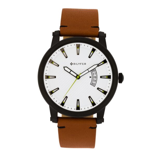 RELOJ 45MM DEPORTIVO CALENDARIO CORREA PIEL NEGRO