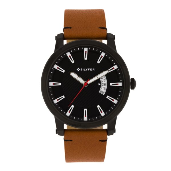 RELOJ 45MM DEPORTIVO CALENDARIO CORREA PIEL NEGRO