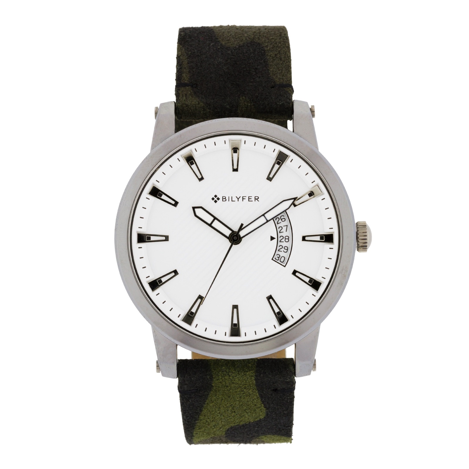RELOJ 45MM DEPORTIVO CALENDARIO CORREA PIEL CAMUFLAJE VERDE