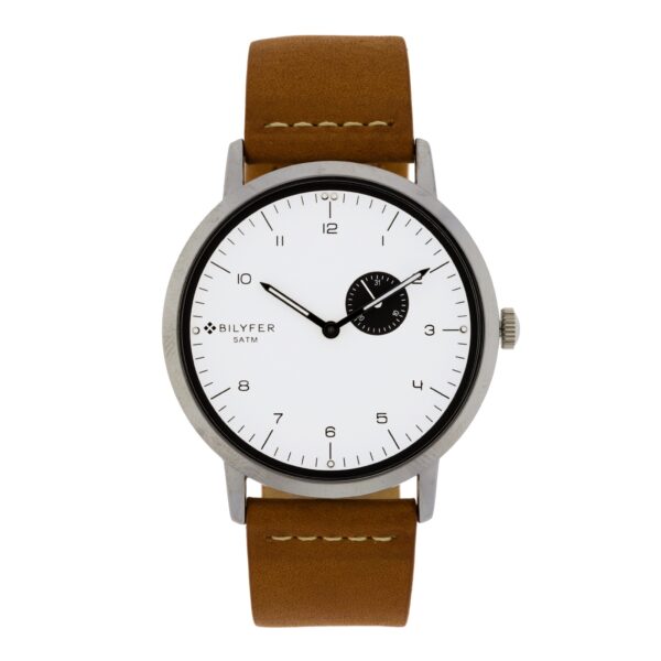 RELOJ 42MM CALENDARIO CORREA PIEL CON COSIDO BLANCO