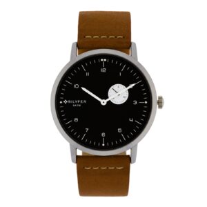 RELOJ 42MM CALENDARIO CORREA PIEL CON COSIDO MARRON CAMEL