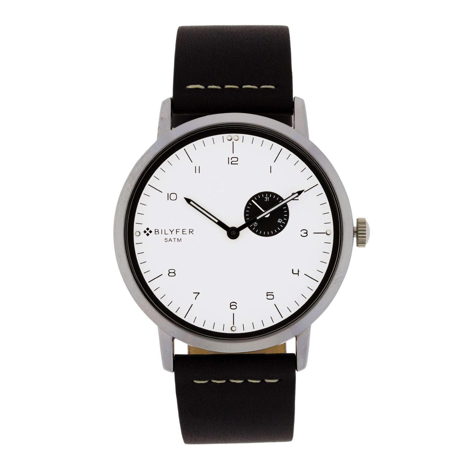 RELOJ 42MM CALENDARIO CORREA PIEL CON COSIDO NEGRO