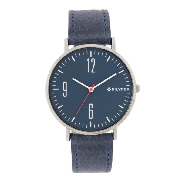 42MM EXTRA FLAT BLUE LEATHER STRAP WATCH NUMBERS