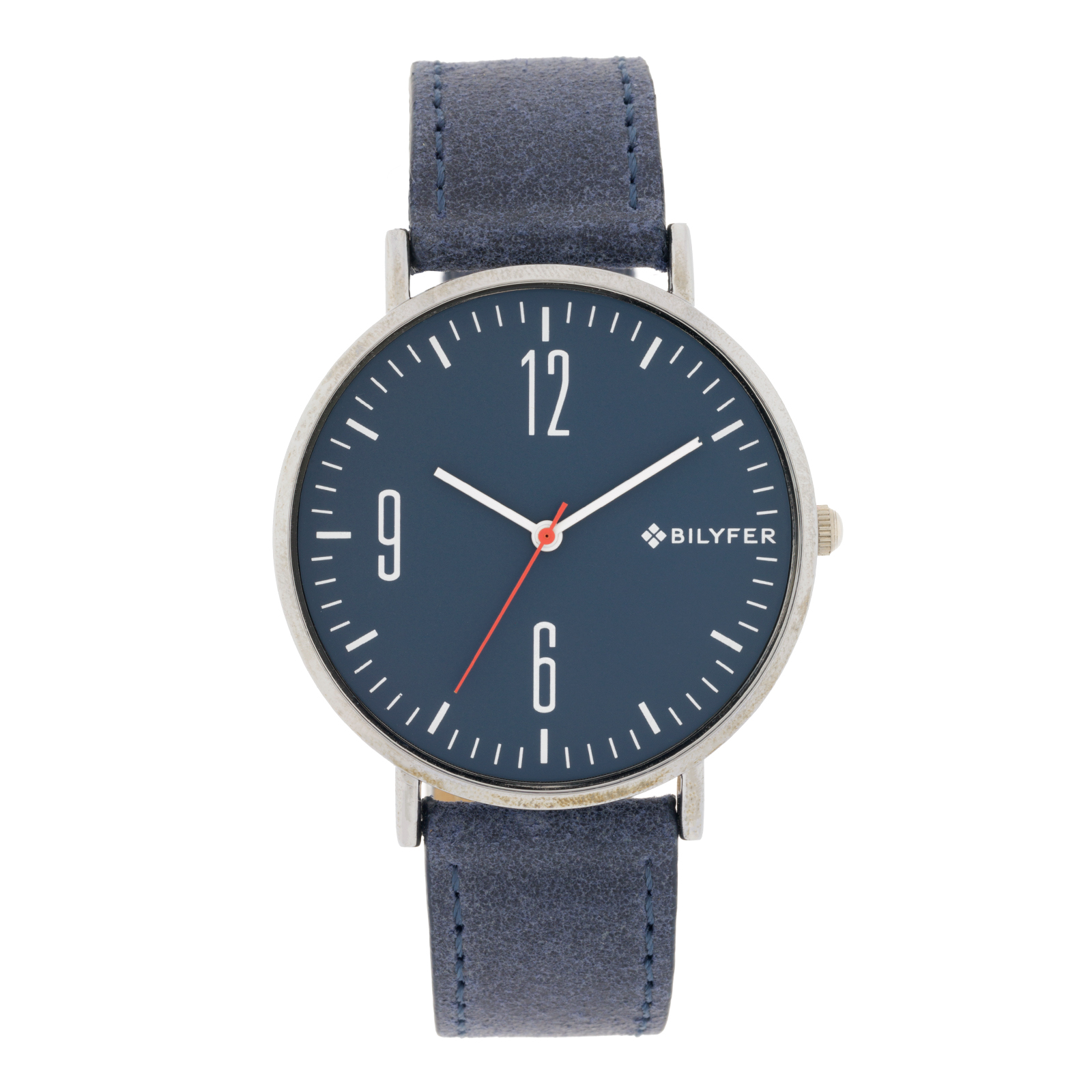 RELOJ 42MM EXTRAPLANO CORREA PIEL AZUL NÚMEROS