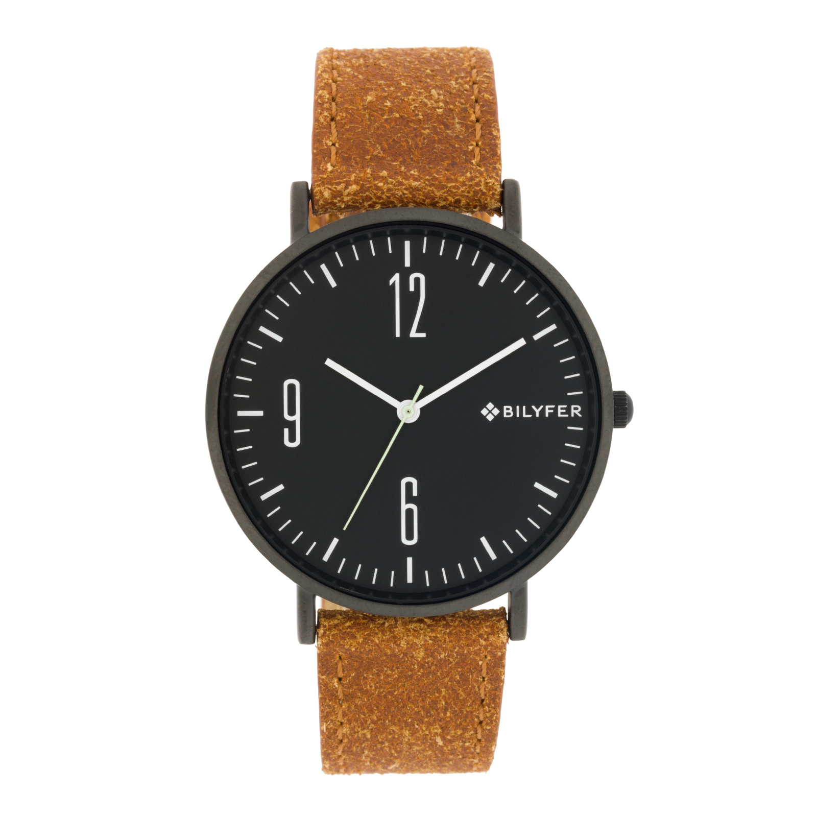 RELOJ 42MM EXTRAPLANO CORREA PIEL CÁMEL NÚMEROS