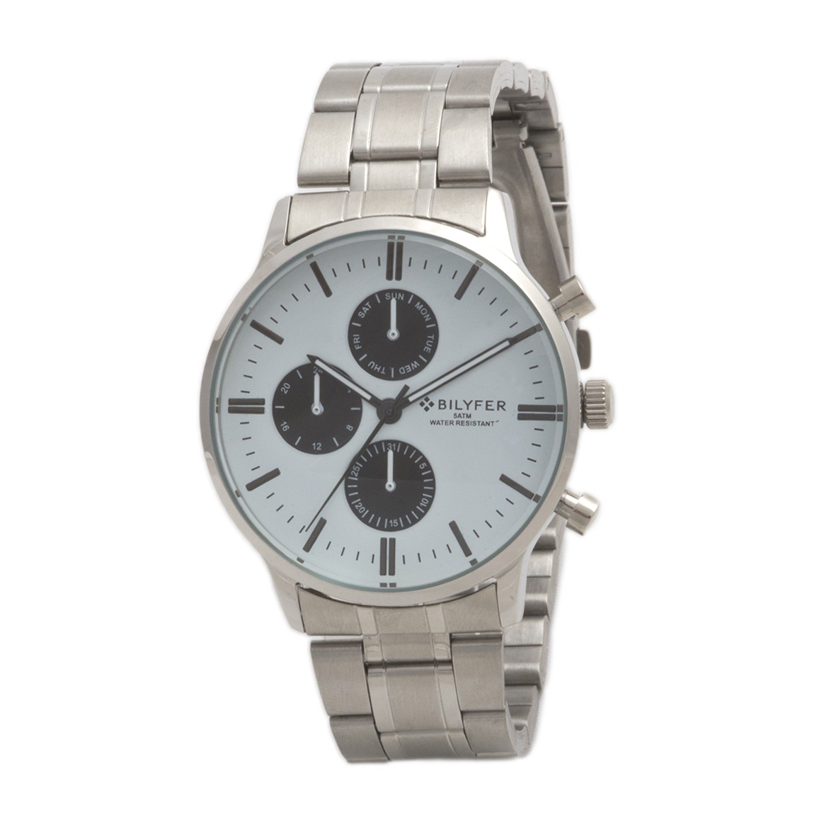 RELOJ ACERO MULTIFUNCION 5 ATM NEGRO