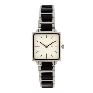 RELOJ CUADRADO CON ACRILICO SIMULANDO CAREY ESLABON EXTRA COLOR PLATA PLATEADO