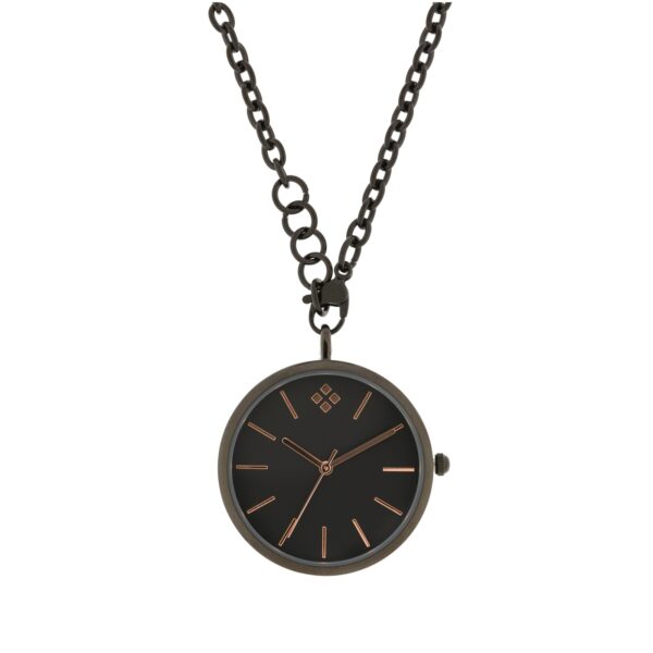 RELOJ COLGANTE CAJA 33 MM CADENA ACERO 76 CM NEGRO