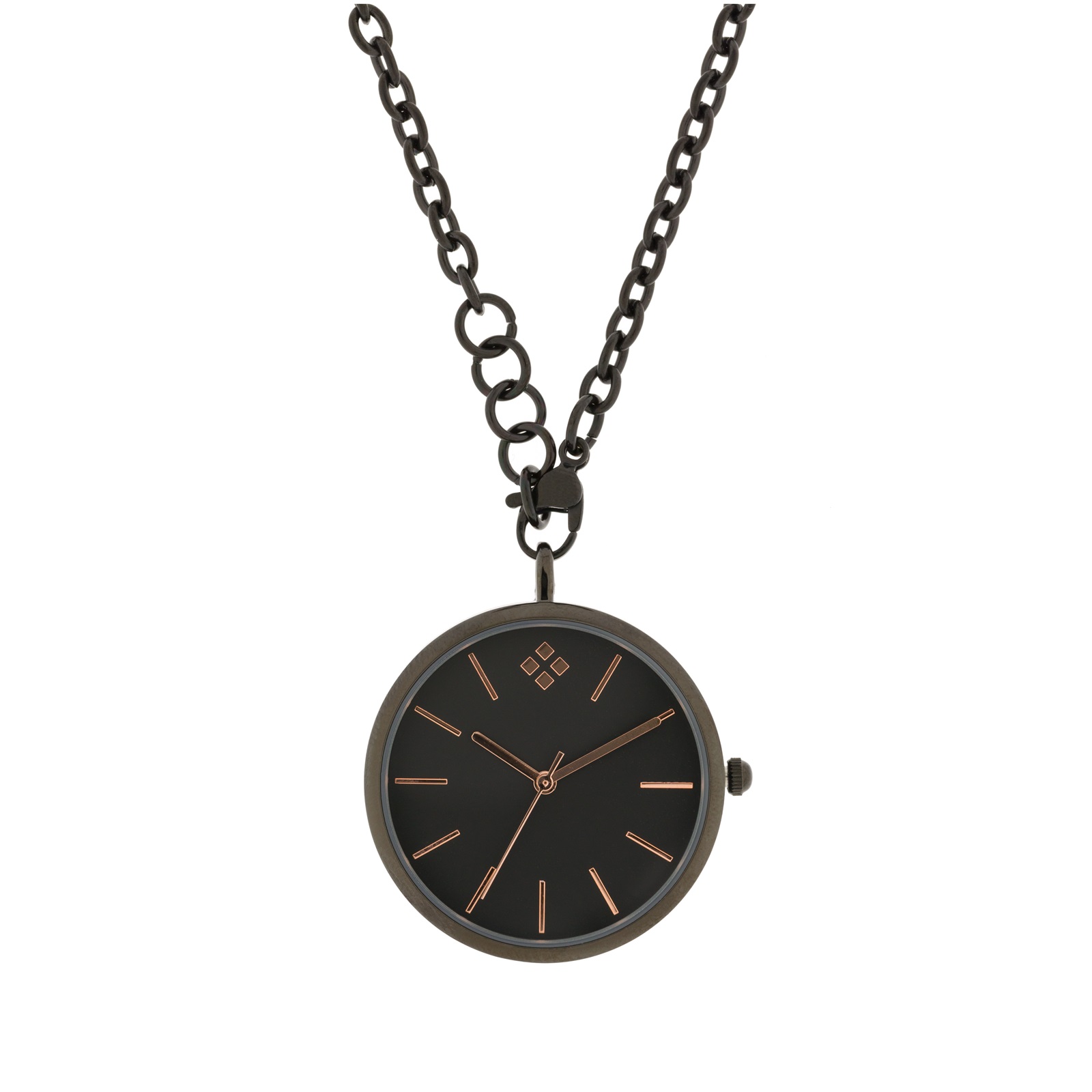 RELOJ COLGANTE CAJA 33 MM CADENA ACERO 76 CM NEGRO