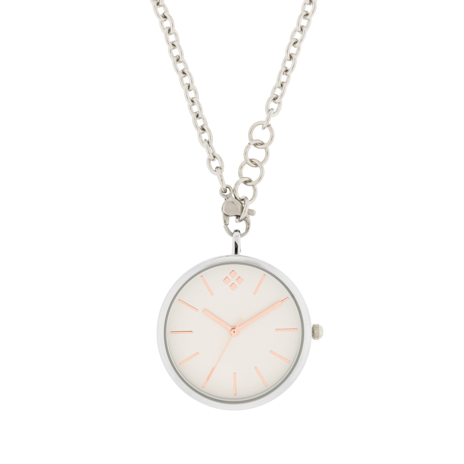RELOJ COLGANTE CAJA 33 MM CADENA ACERO 76 CM COLOR PLATA PLATEADO