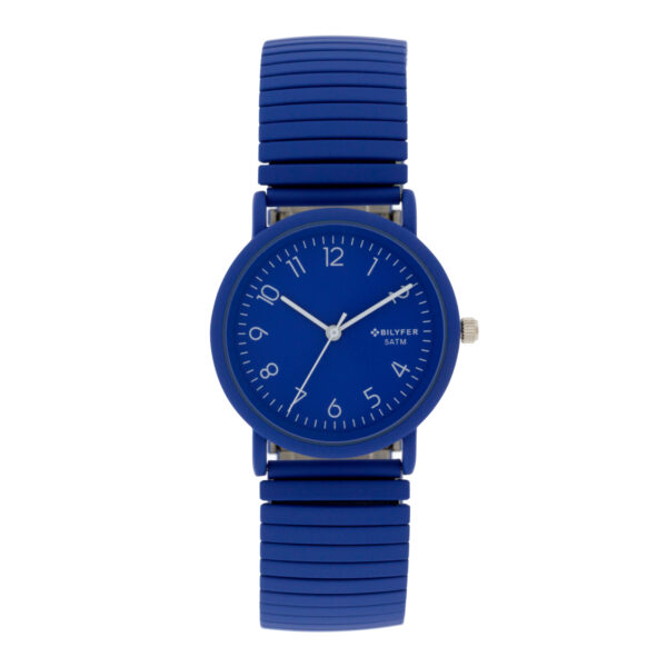 RELOJ 33MM BANDA EXTENSIBLE ACERO CON COLOR 5ATM SUMERGIBLE AZUL