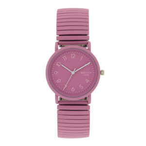 RELOJ 33MM BANDA EXTENSIBLE ACERO CON COLOR 5ATM SUMERGIBLE ROSA
