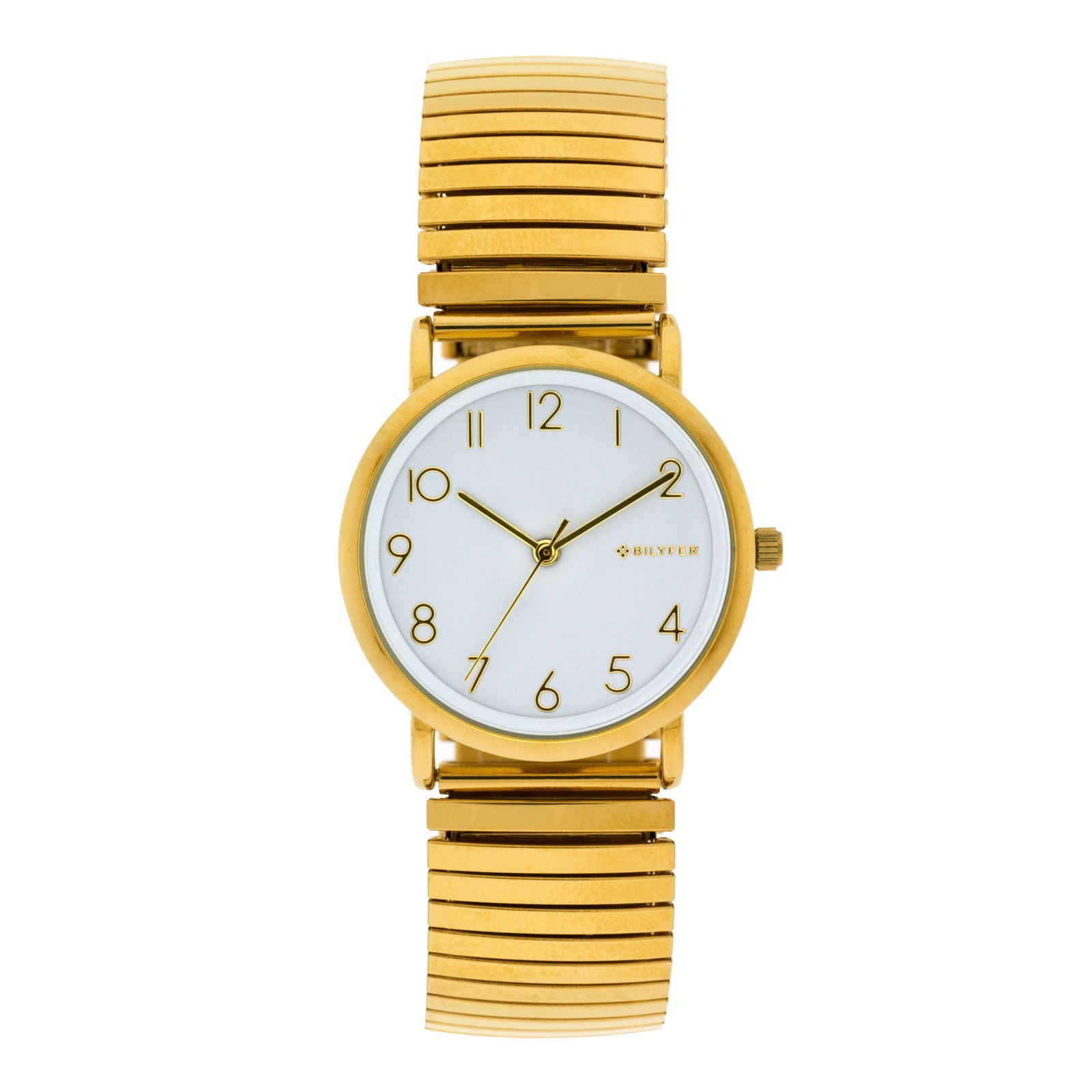 RELOJ DORADO 33MM BANDA EXTENSIBLE ACERO NUMEROS ÁRABES