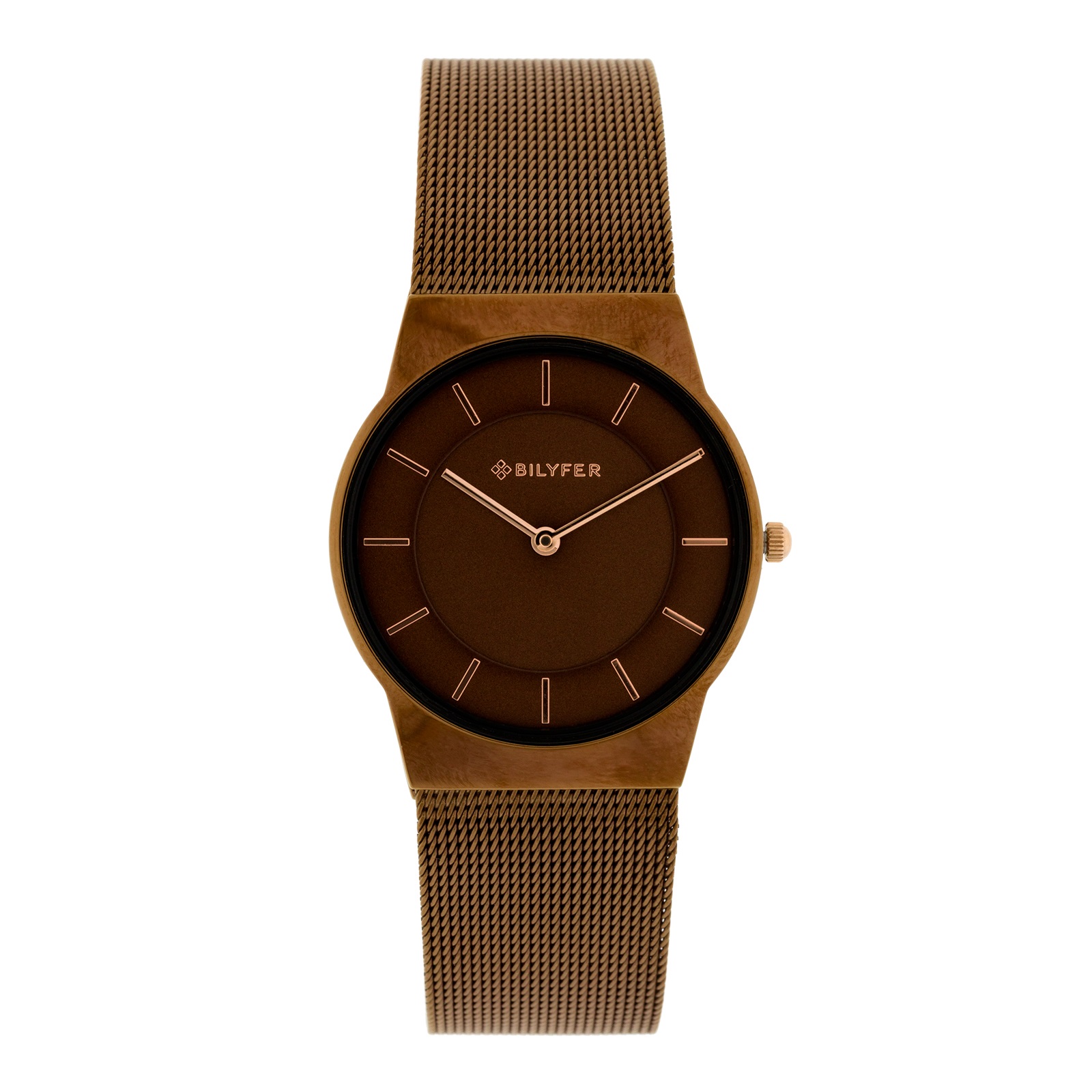 RELOJ MARRON 32MM MALLA DE ACERO ESFERA 2 NIEVELS MARRON