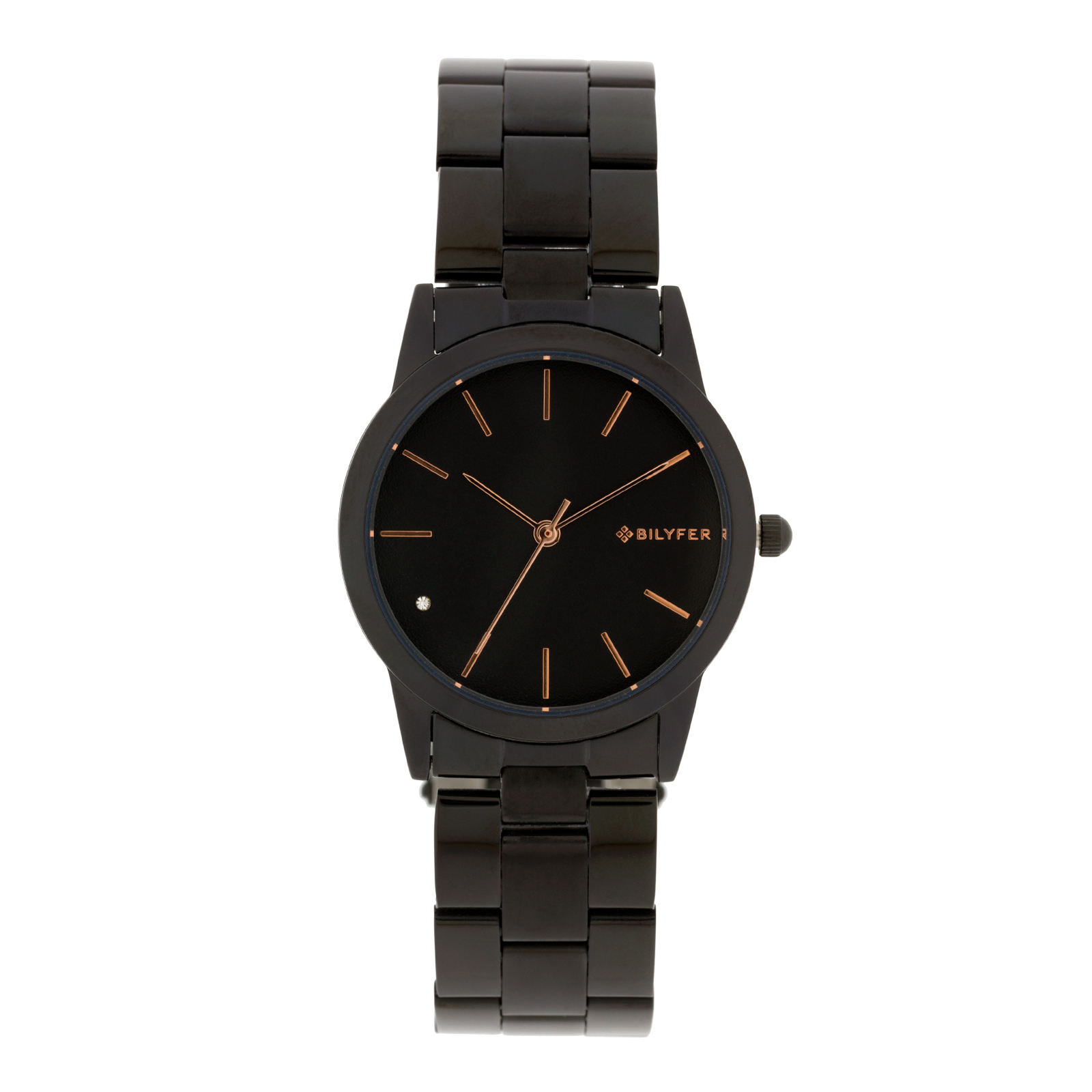 RELOJ ACERO NEGRO SUMERGIBLE 5 ATM CON CIRCONITA