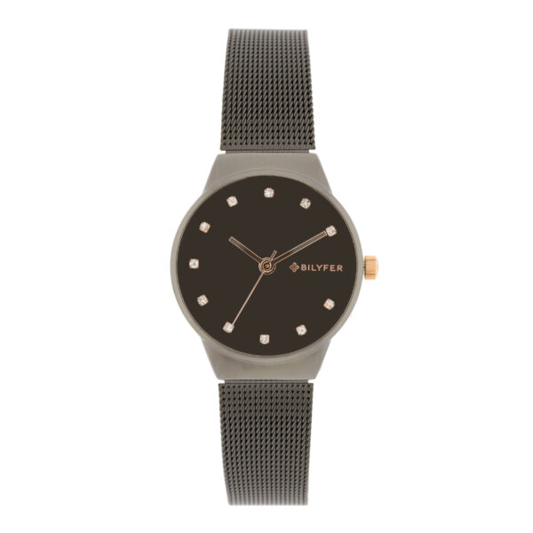 RELOJ NEGRO 32MM CON PIEDRAS EN LOS ÍNDICES ESFERA NEGRA