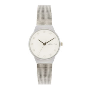 32MM SILVER WATCH WITH STONES IN THE INDEXES