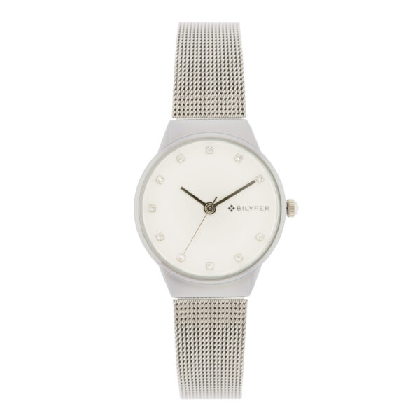 32MM SILVER WATCH WITH STONES IN THE INDEXES