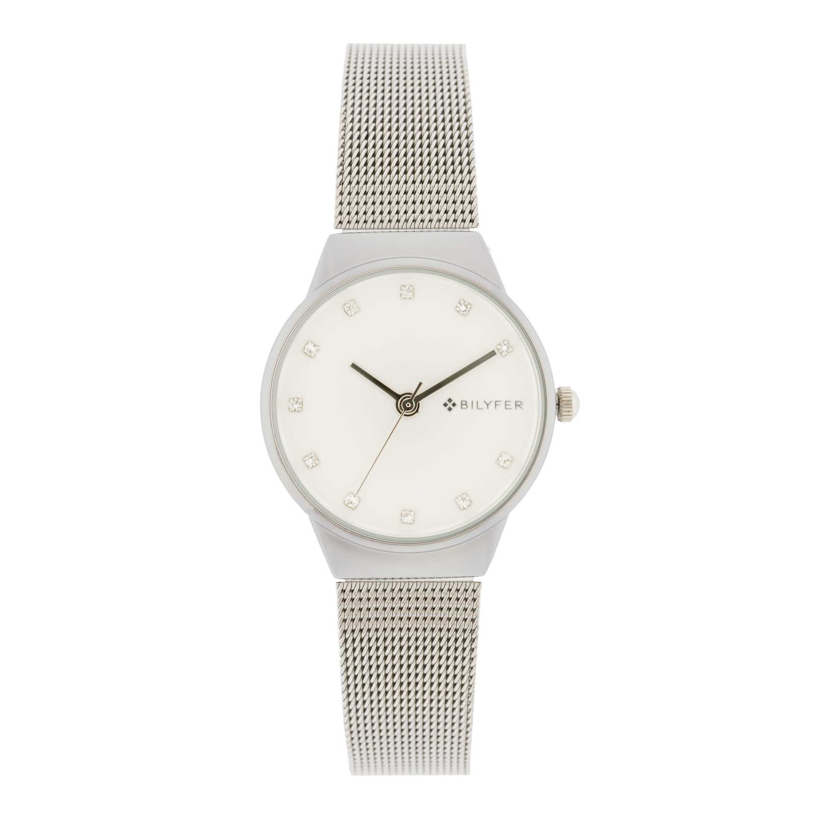 RELOJ PLATEADO 32MM CON PIEDRAS EN LOS ÍNDICES