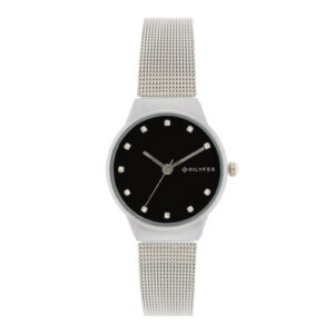 RELOJ PLATEADO 32MM CON PIEDRAS EN LOS ÍNDICES ESFERA NEGRA