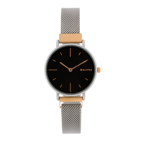 SILVER WATCH 32MM ROSE GOLD INDEXES BLACK EPHERA MAGNET CLOSURE