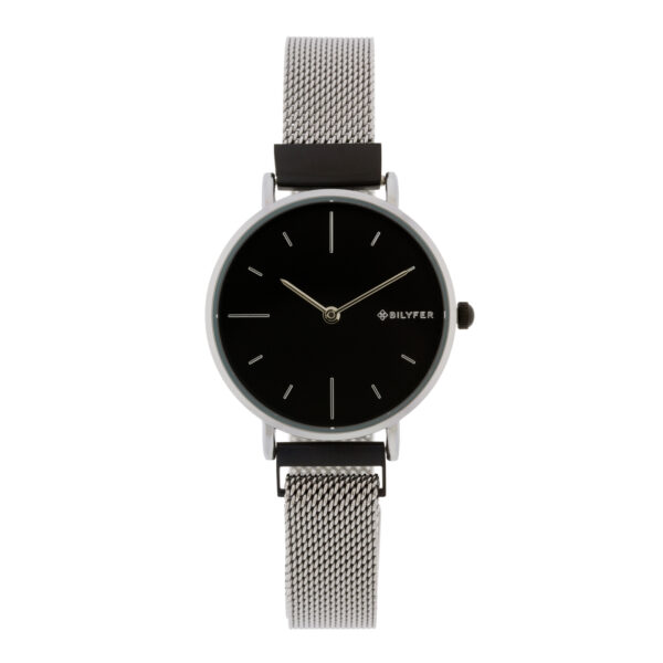 RELOJ NEGRO 32MM índices PLATA ESFERA NEGRA CIERRE IMÁN