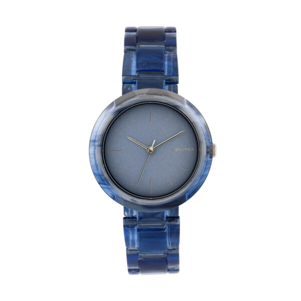 Reloj azul correa ajustable y caja acríllico 34mm