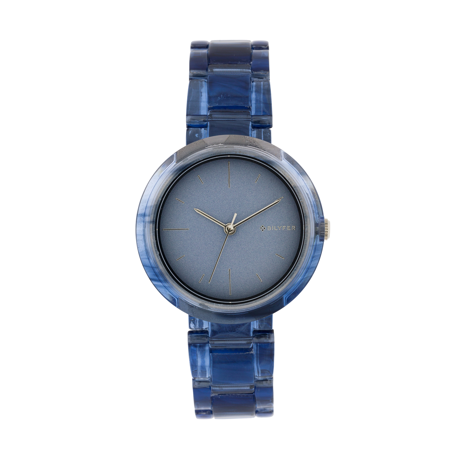 Reloj azul correa ajustable y caja acríllico 34mm