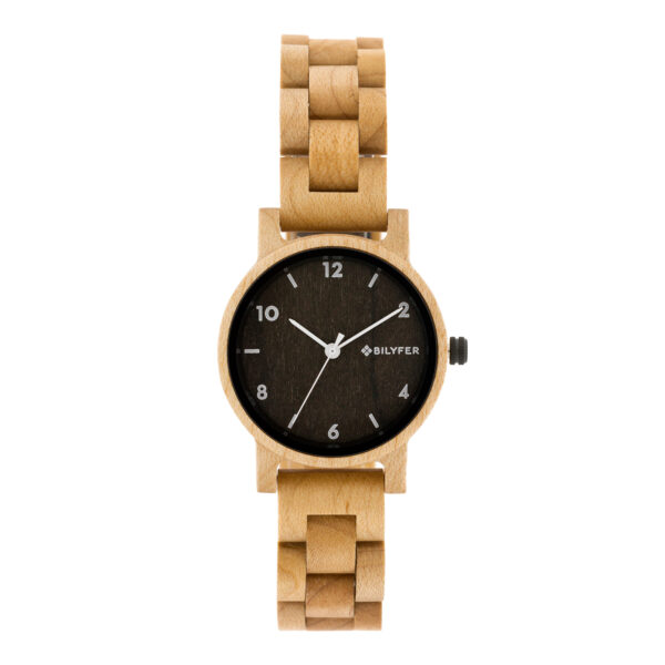32mm case and maple wood strap watch