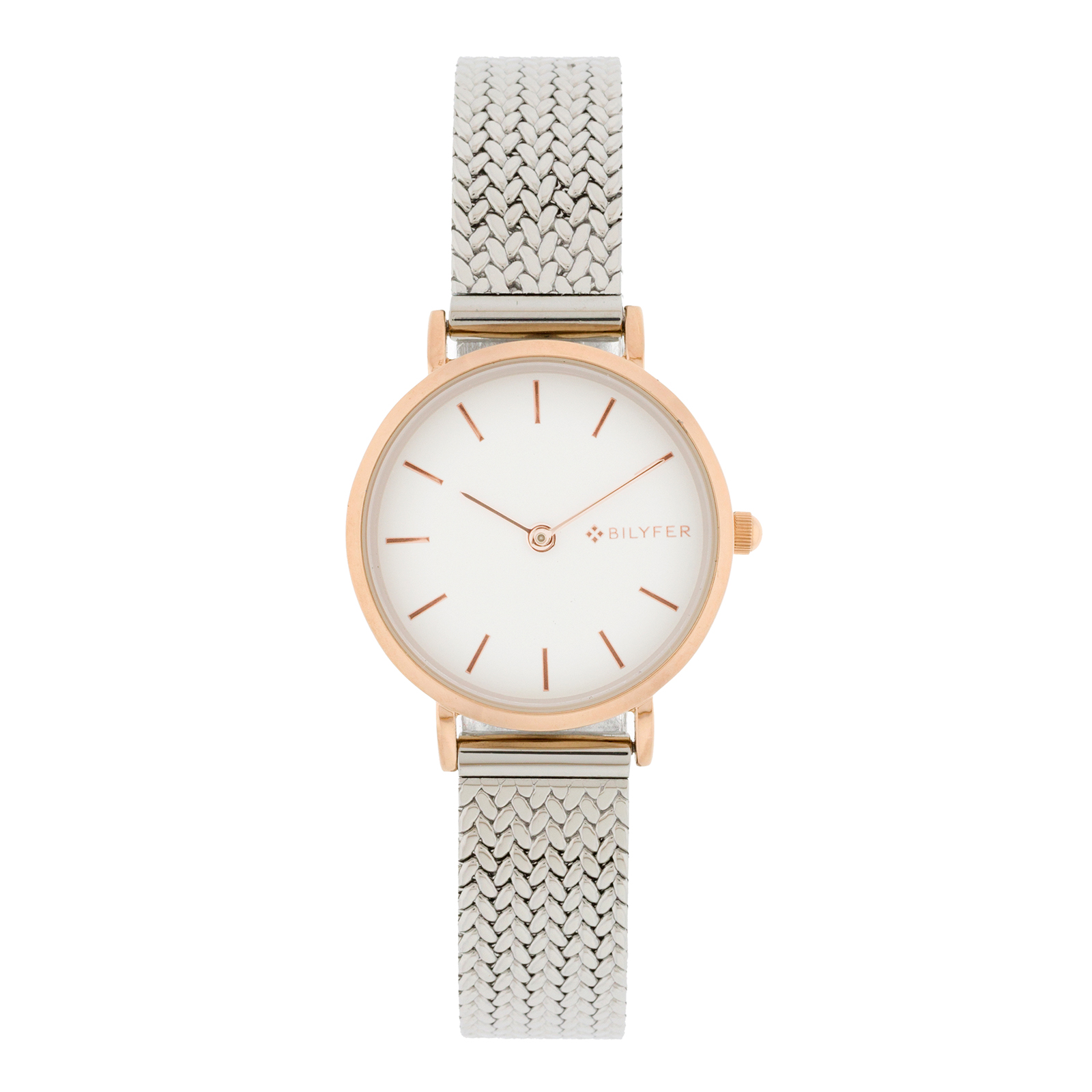 Reloj Bilyfer con malla grabada de acero caja de 27mm