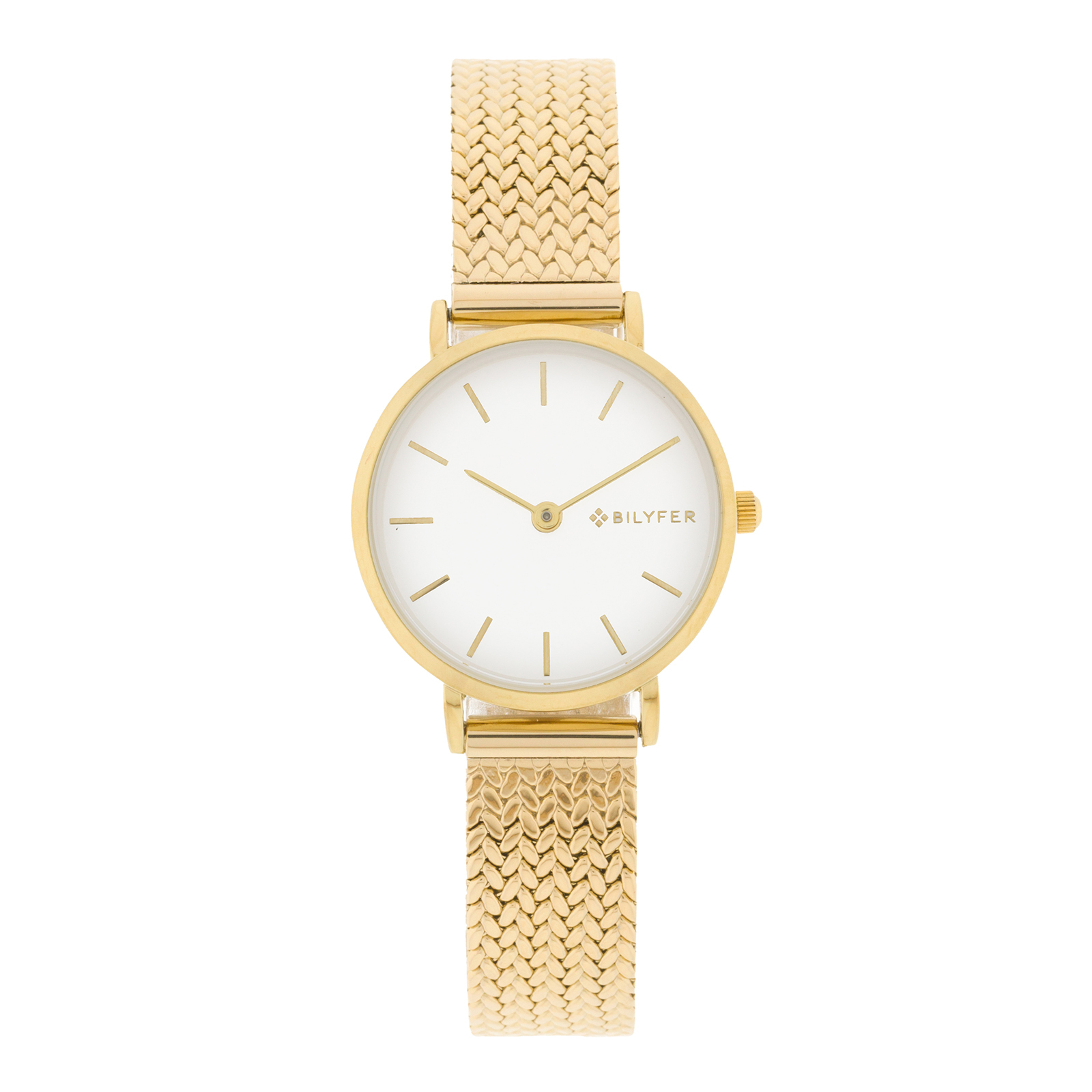 Reloj Bilyfer con malla grabada de acero caja de 27mm