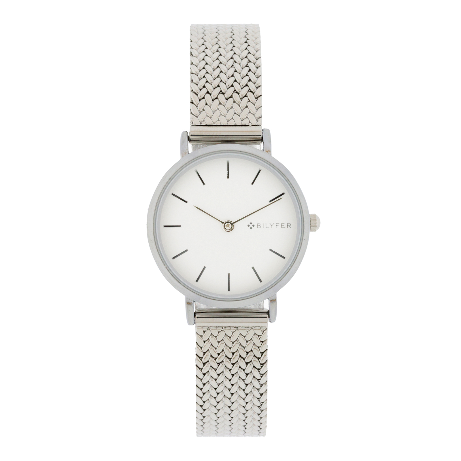 Reloj Bilyfer con malla grabada de acero caja de 27mm