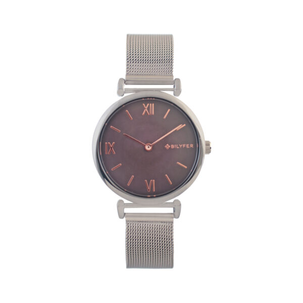 RELOJ REDONDO NÚMEROS ROMANOS MALLA DE ACERO