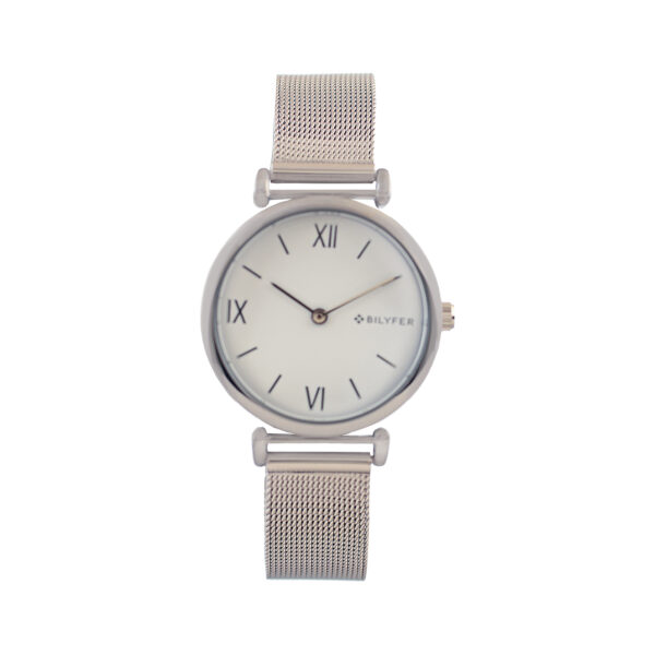 RELOJ REDONDO NÚMEROS ROMANOS MALLA DE ACERO