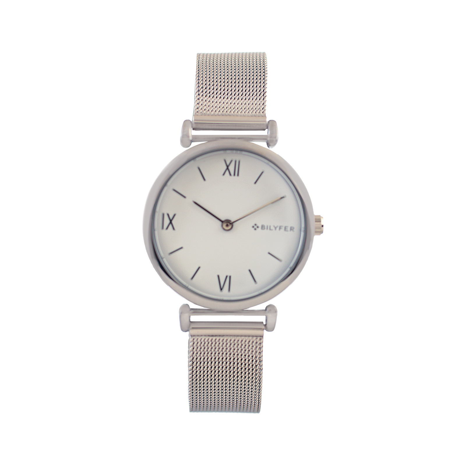 RELOJ REDONDO NÚMEROS ROMANOS MALLA DE ACERO