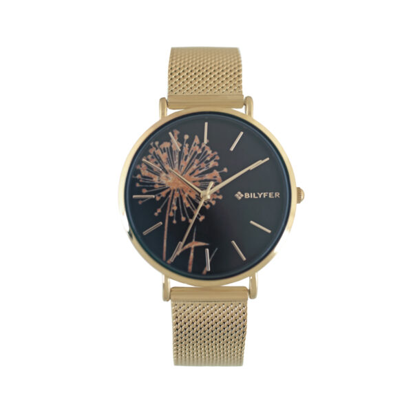 STEEL MESH WATCH WITH INDEXES AND FLOWER OF WISHES
