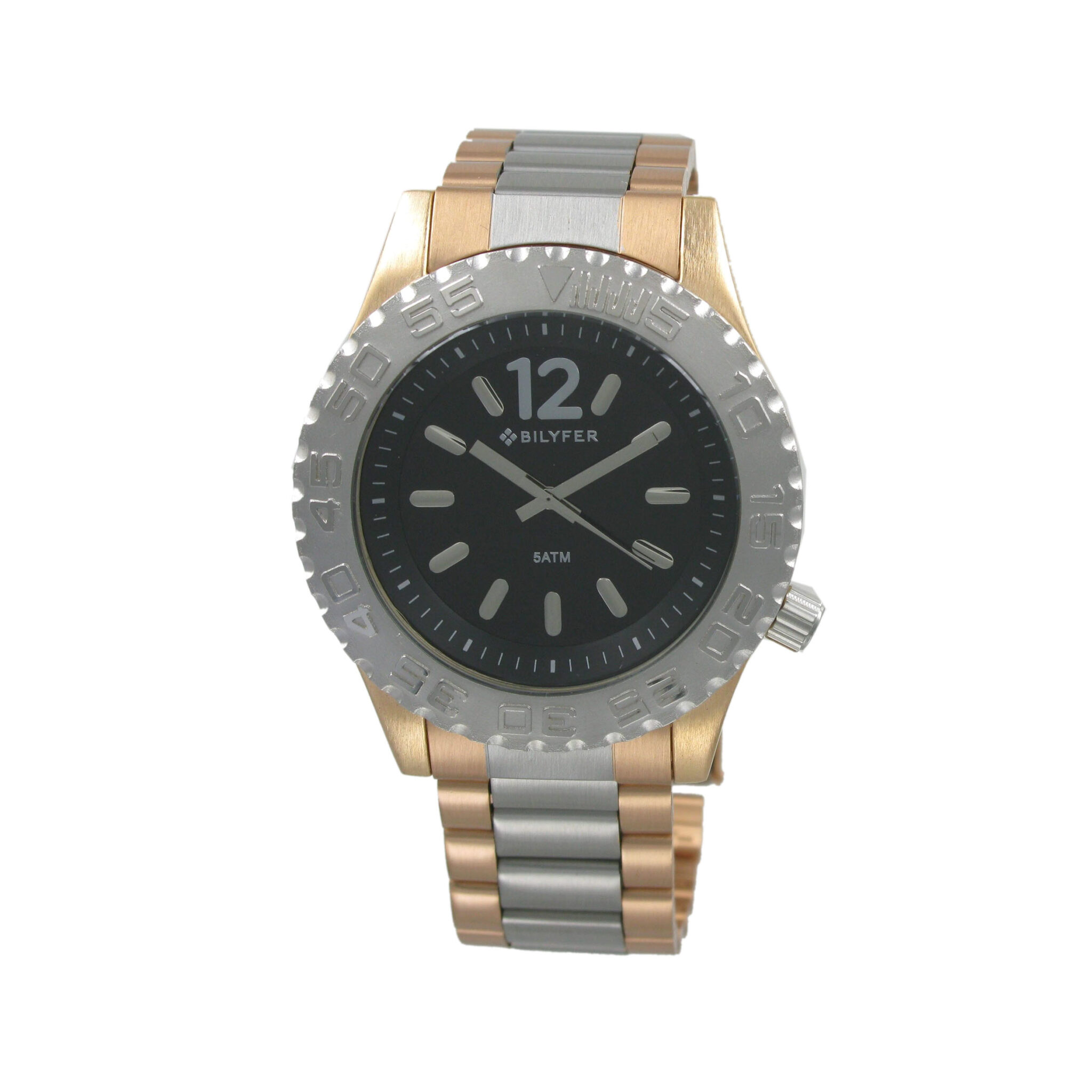Reloj deportivo cadena acero W/R 5 ATM bicolor cobre