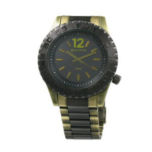 Reloj deportivo cadena acero W/R 5 ATM bicolor negro