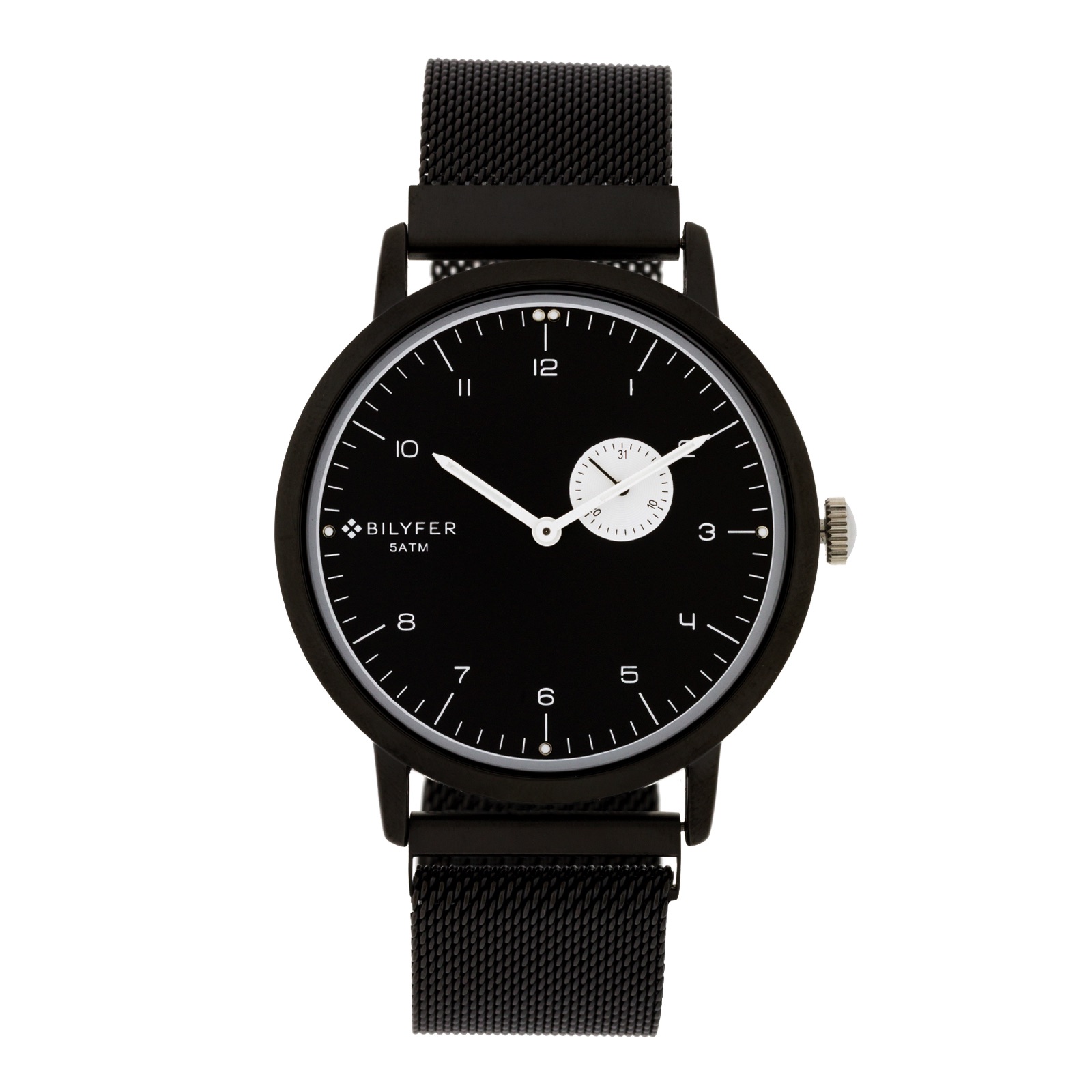 RELOJ NEGRO 42 CM MALLA CON CIERRE DE IMÁN Y CALENDARIO A L