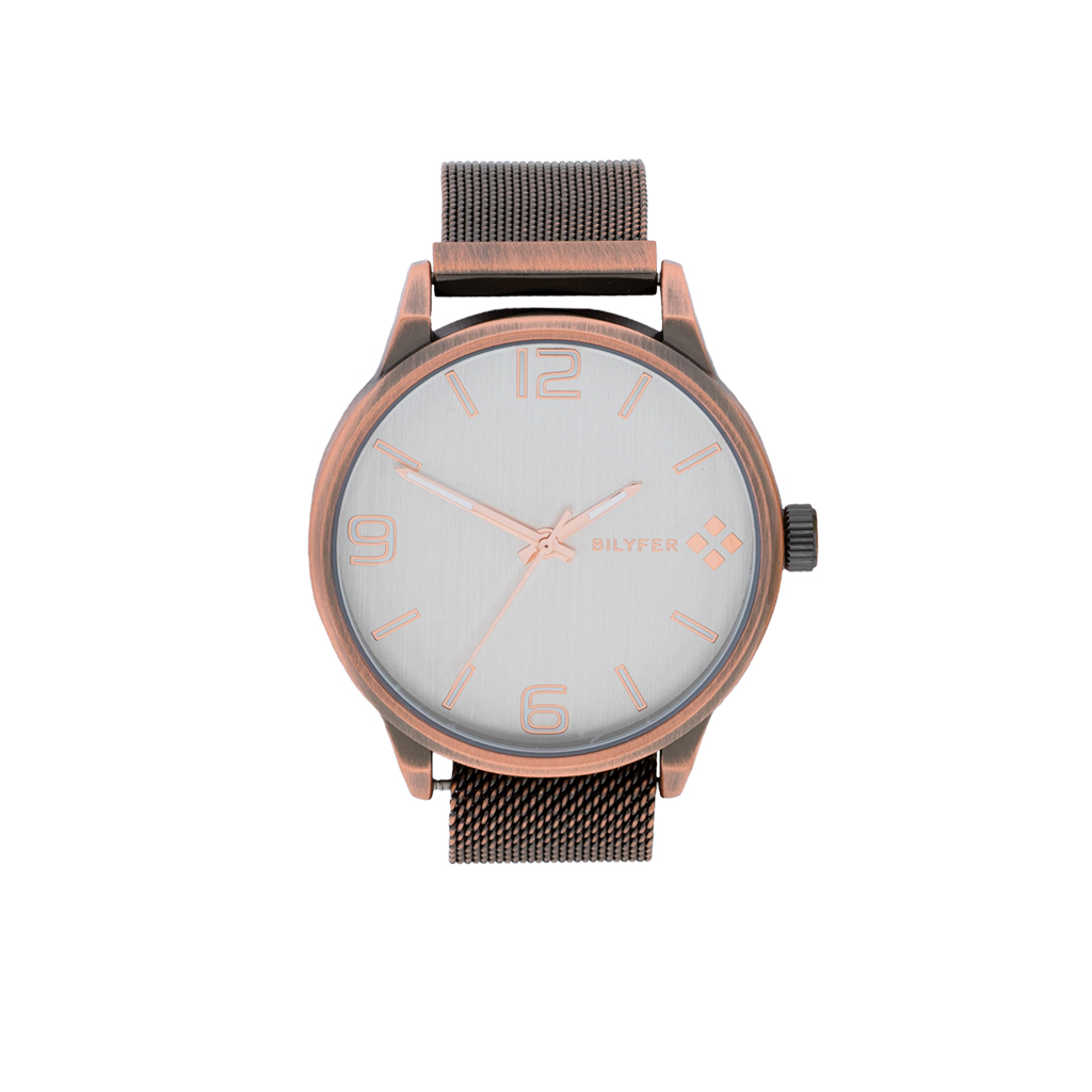 RELOJ CABALLERO MALLA DE ACERO CON IMAN ACABADO ANTIQUE