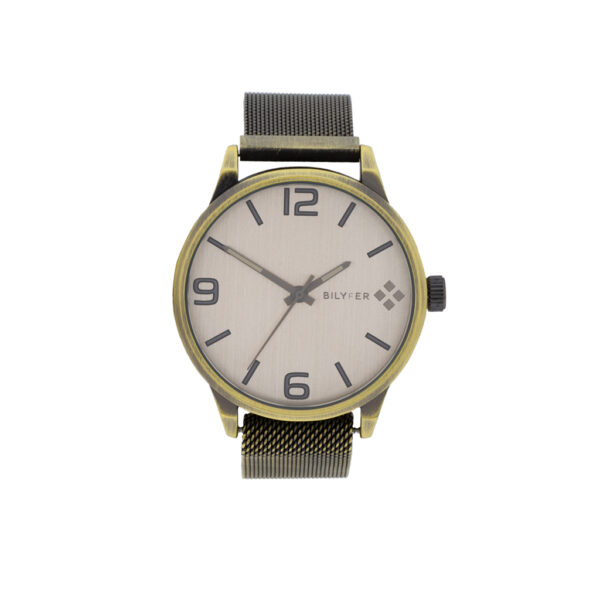 RELOJ CABALLERO MALLA DE ACERO CON IMAN ACABADO ANTIQUE