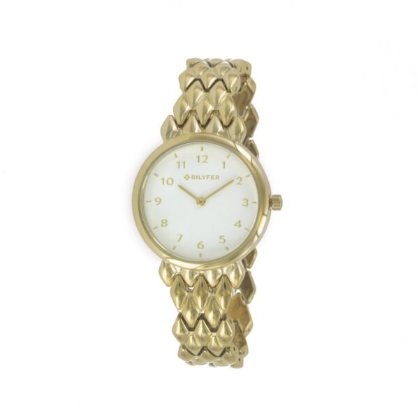 Reloj banda metal rombos COLOR DORADO